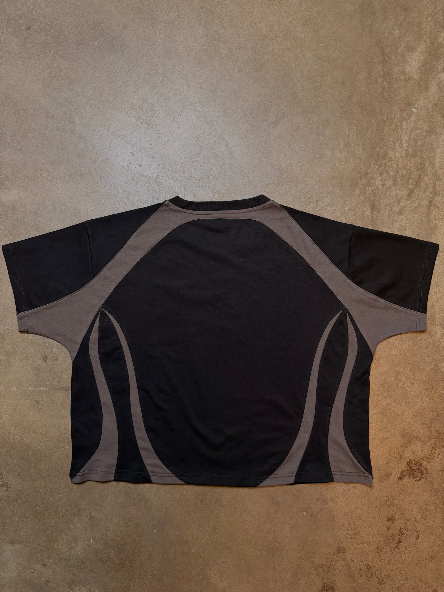 Aura Cropped Boxy Tee Black-Grey