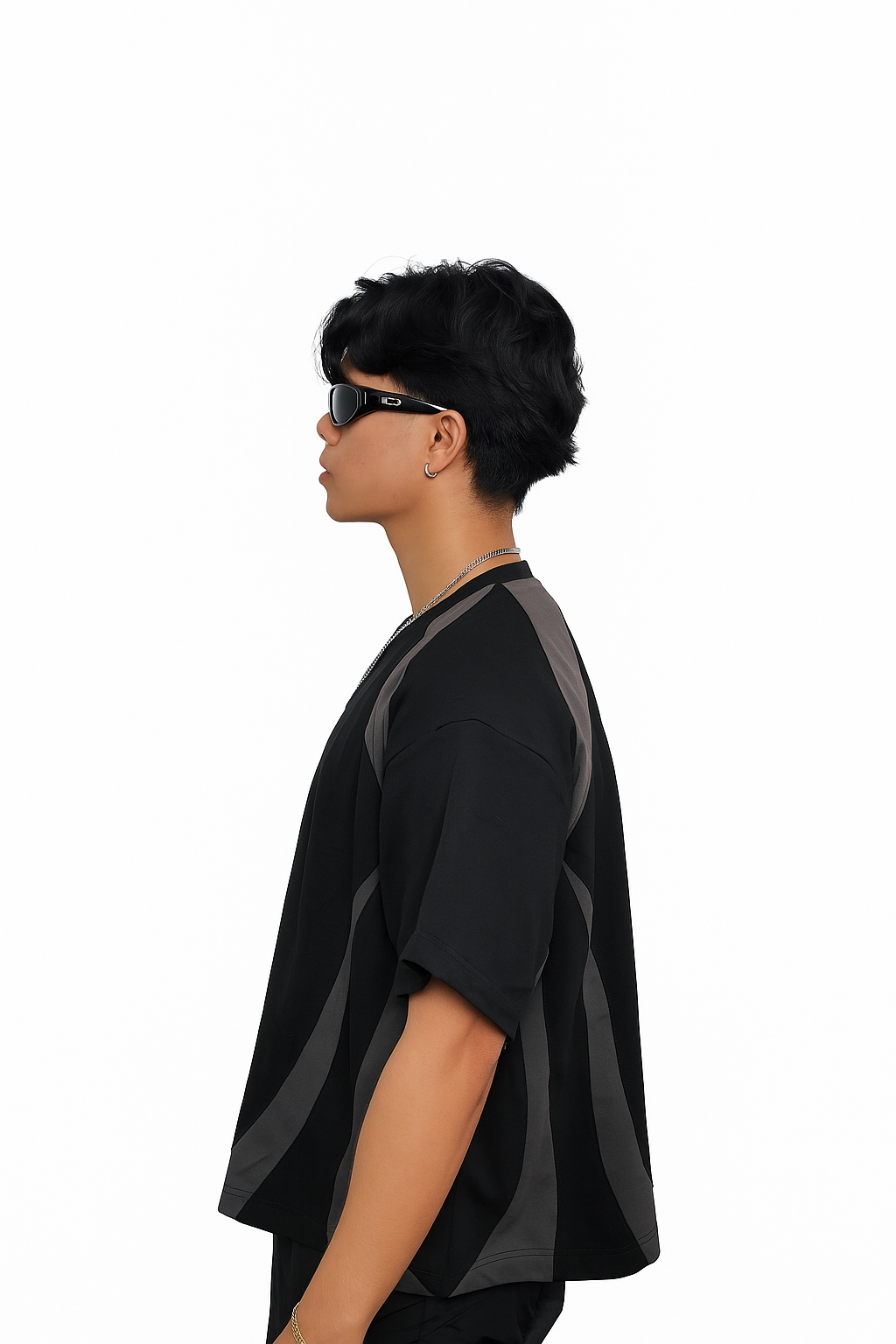 Aura Cropped Boxy Tee Black-Grey