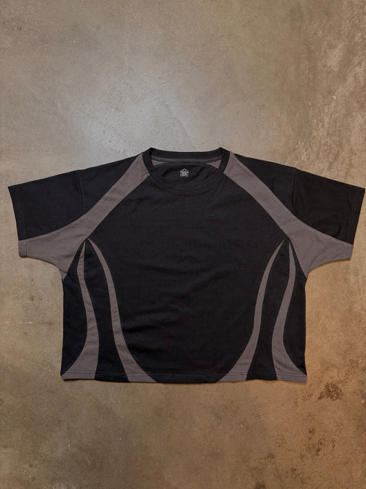 Aura Cropped Boxy Tee Black-Grey