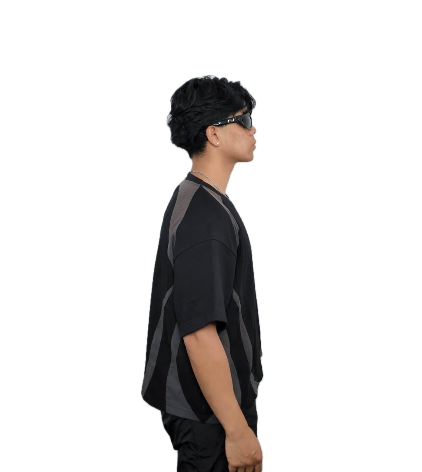 Aura Cropped Boxy Tee Black-Grey