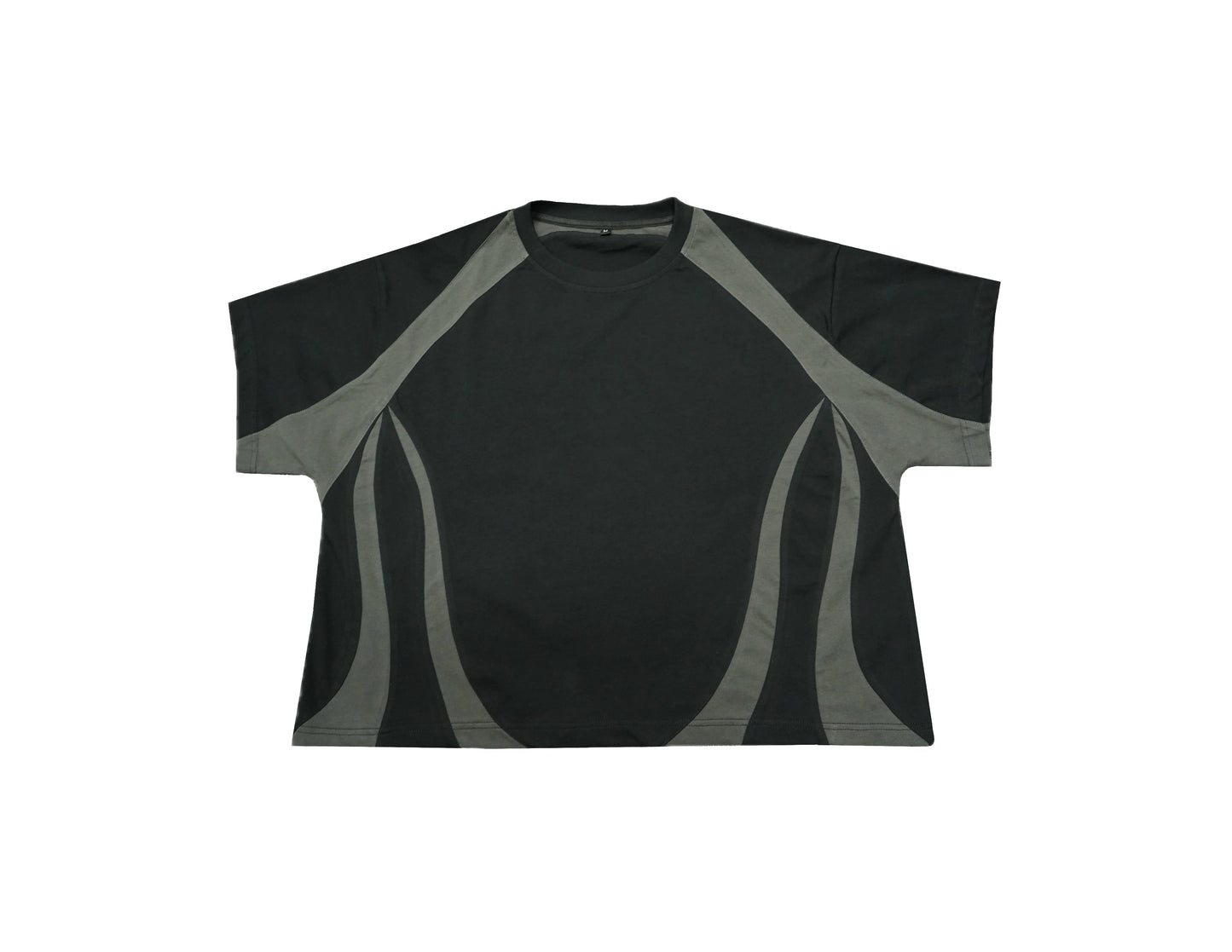 Aura Cropped Boxy Tee Black-Grey