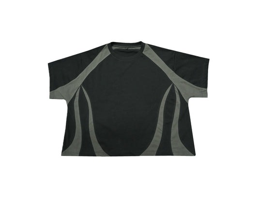 Aura Cropped Boxy Tee Black-Grey